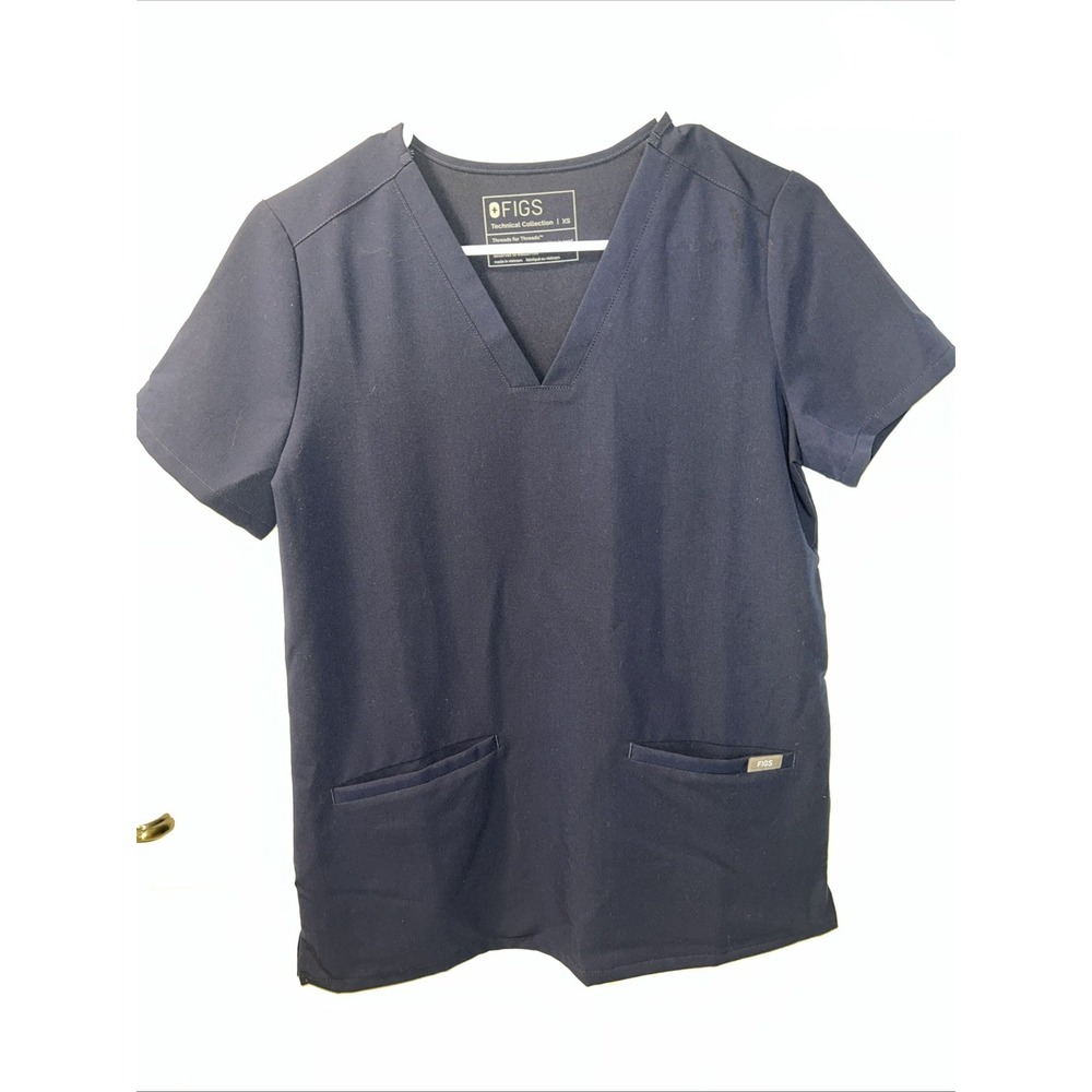 Figs Technical Collection Dark Blue‎ Short Sleeve Scrub Top Size XS